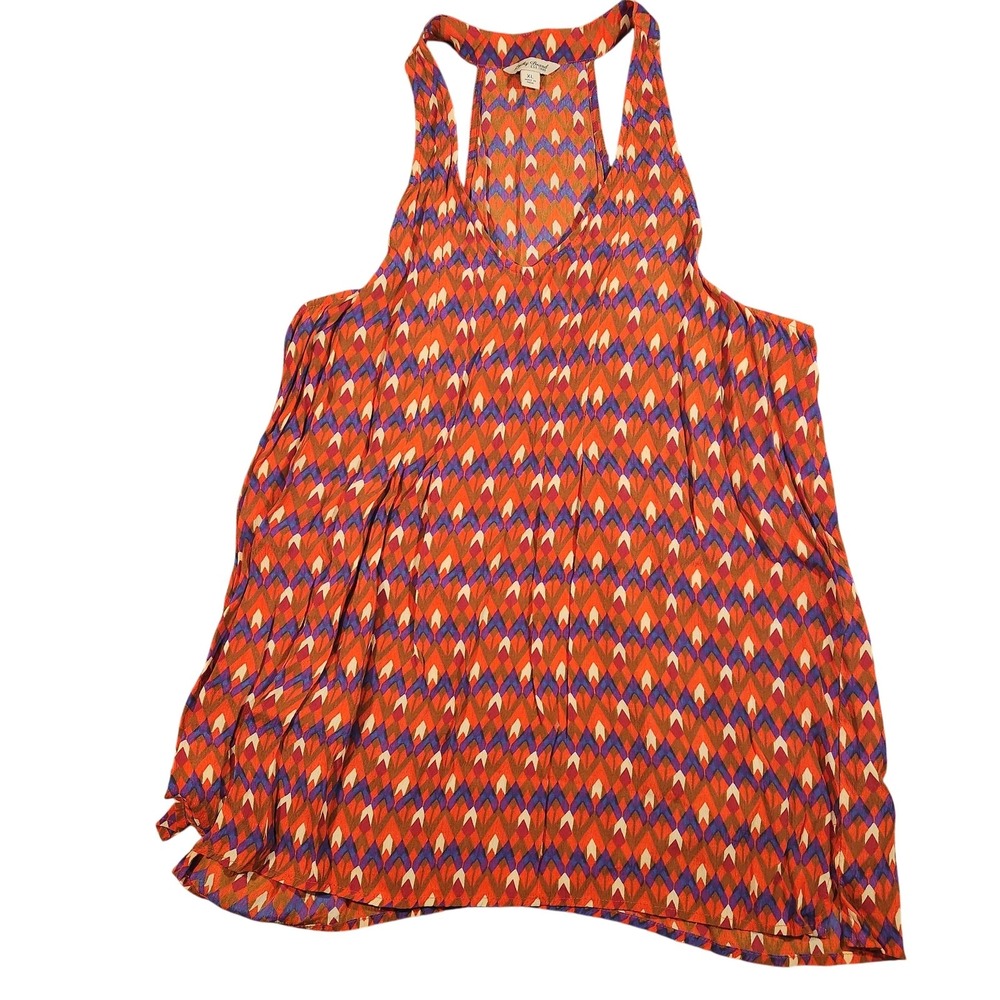Lucky Brand Dress Womens XL Red Multi Racerback Sleeveless Pockets Geo Print